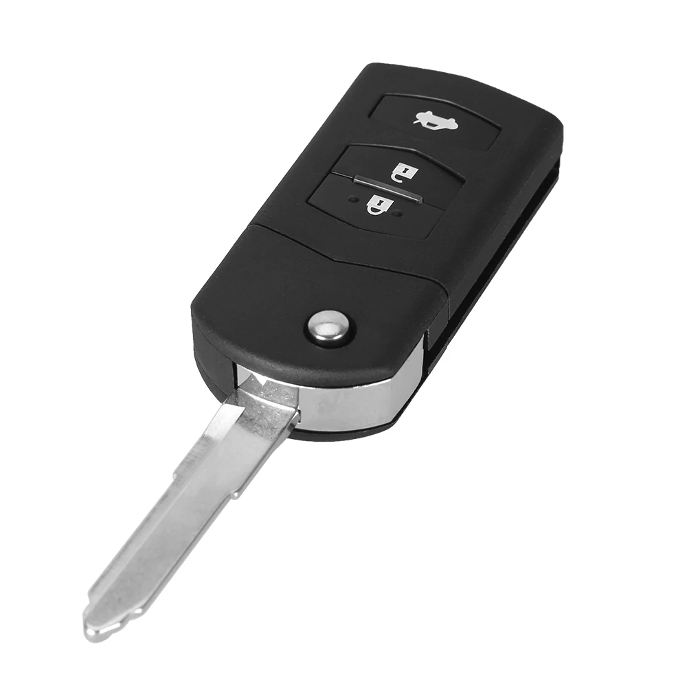 KEYYOU 2-Tasten-Funkschlüsselanhänger Shell Case Folding Flip mit ungeschnittener Klinge für Mazda 3 5 6 Kostenloser Versand