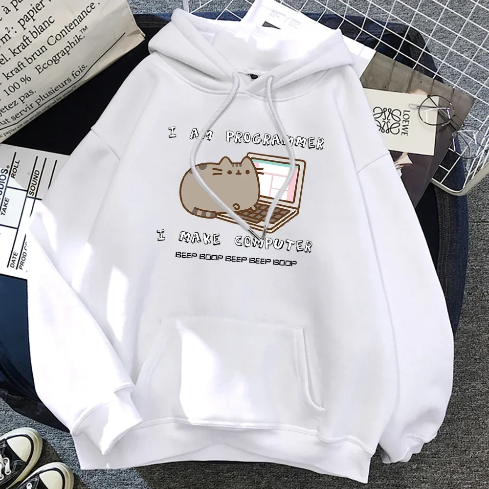 I Am Programmer I Make Computer Funny Cat Graphic Men's and Women's Long-sleeved Hoodies Casual Pullover Couple Streetwear