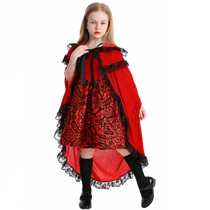 Niños niños Halloween cuentos de hadas disfraces niñas Caperucita Roja Cosplay carnaval Purim Navidad juego de rol vestido de fiesta