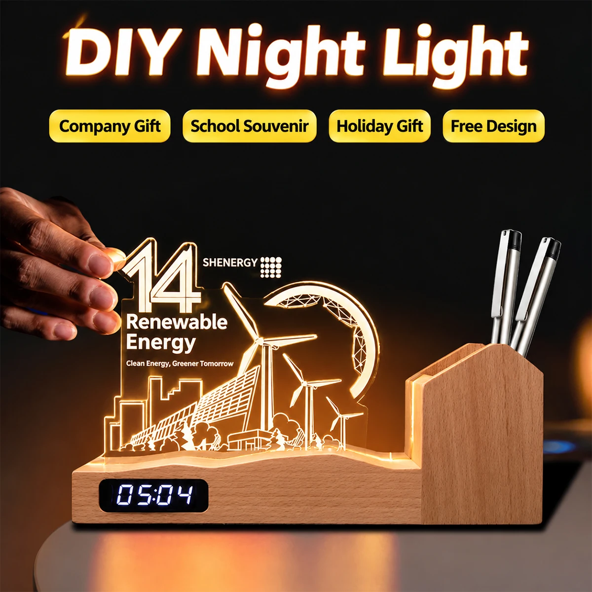 Customizable Corporate Anniversary Gifts Pen Holder Office Desk Trophy School Anniversary Souvenir Personalized Present