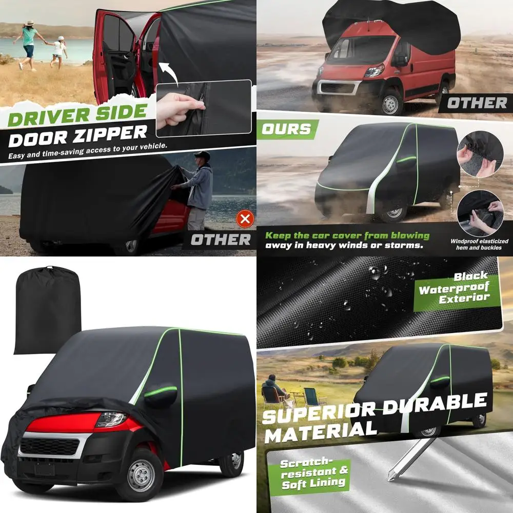 

7-Layer Waterproof Car Cover for 2014-2022 ProMaster with Zippered Door, Windproof Straps, Reflective Strips, UV Protection, All