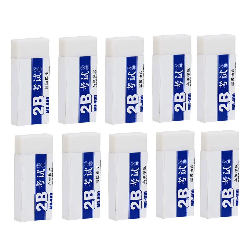 10Pcs White Art Eraser Rubber 2b Exam Erasers Clean Wipe Correction Tool Flexible for School Office 2b Exam Eraser