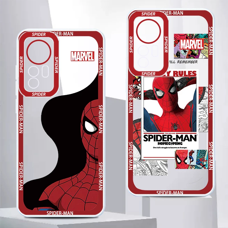 Superhero Marvel Spiderman Angel Eyes For Xiaomi 11T 11 Lite Poco X5 X4 X3 M4 M3 Pro NFC GT F3 5G Transparent Phone Case