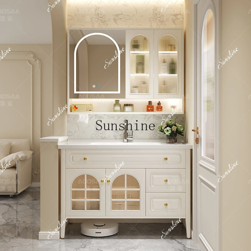 مجموعة خزانة حوض غسيل الحمام الفرنسية الرجعية مع أرجل أرضية من النوع FT #2