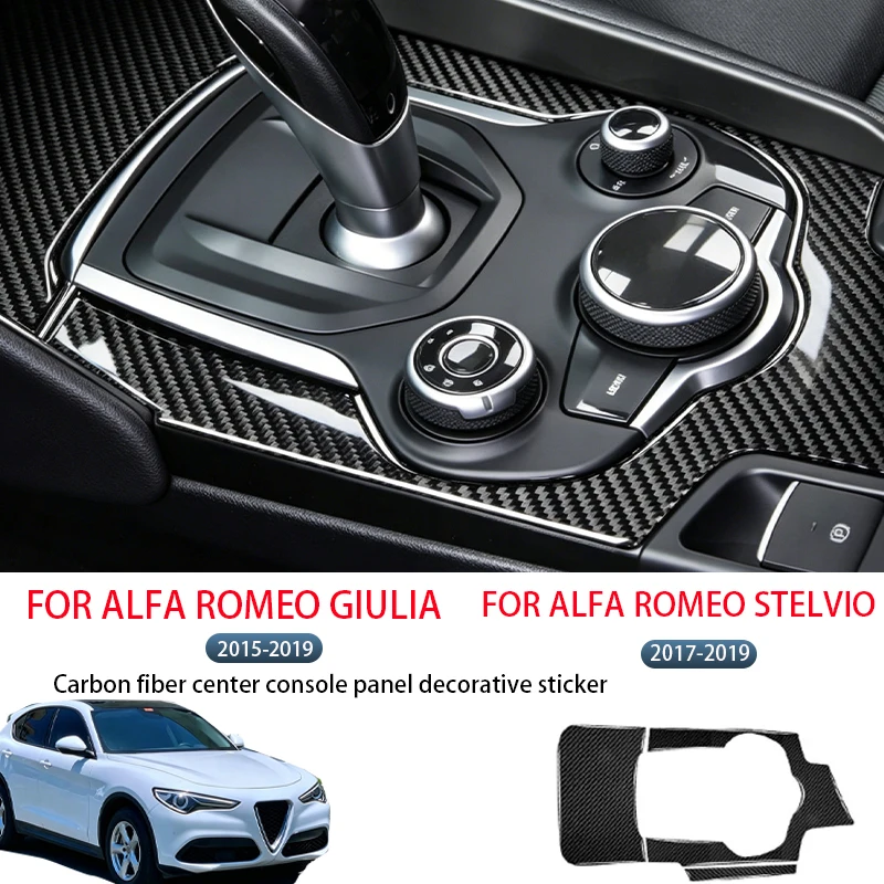 Fit For Alfa Romeo Giulia 2015‑2019 Soft Carbon Fiber Center Console Panel Trim Sticker, Interior Decorative Accessory