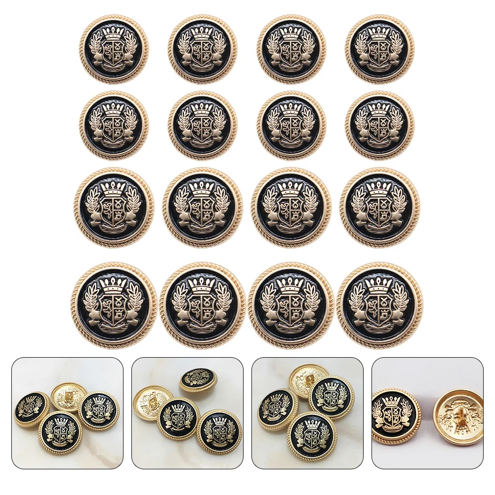 16 Pcs Sewing Buttons for Clothes Metal British Styled Fasteners Man Retro Decor