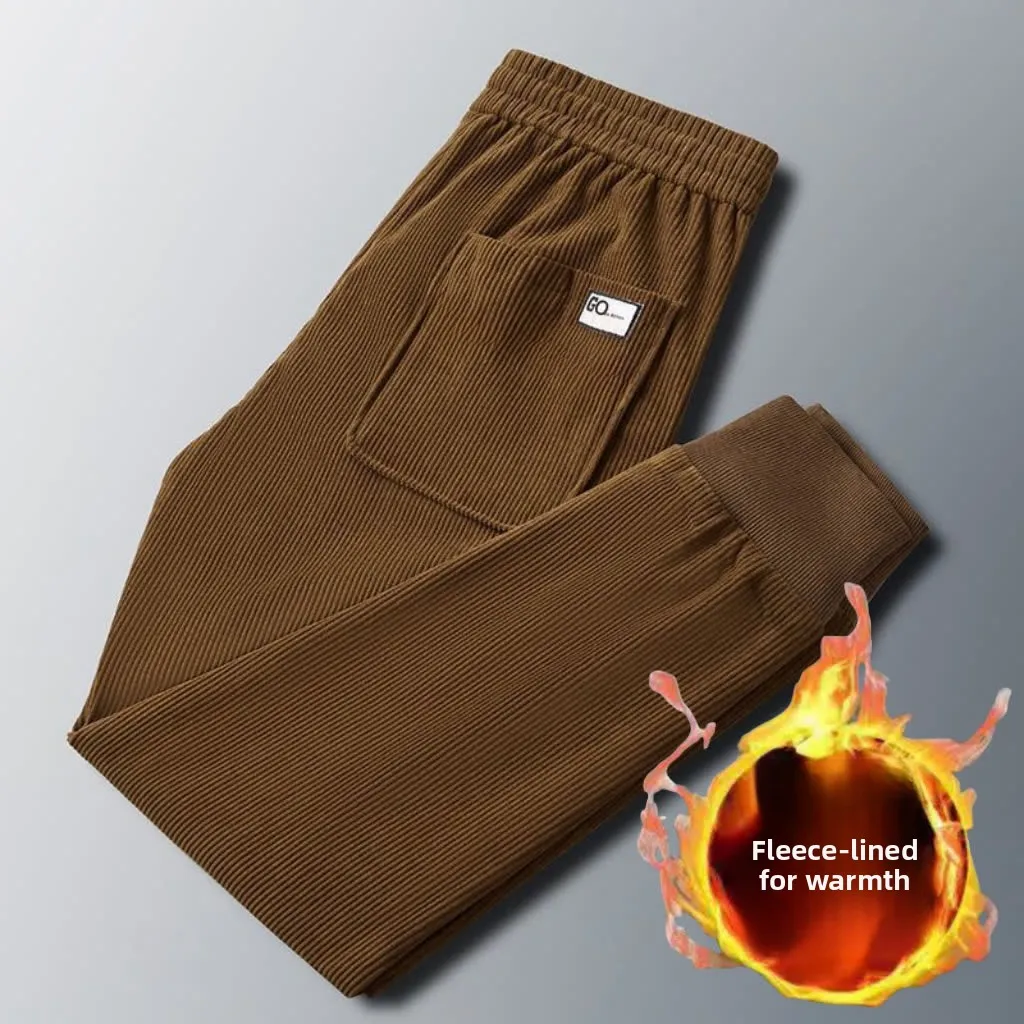Thickened Corduroy Women's Winter Fashion Casual Loose Hong Style plus Size Leisure Pants New Style Cuffed Pants High Waist L...