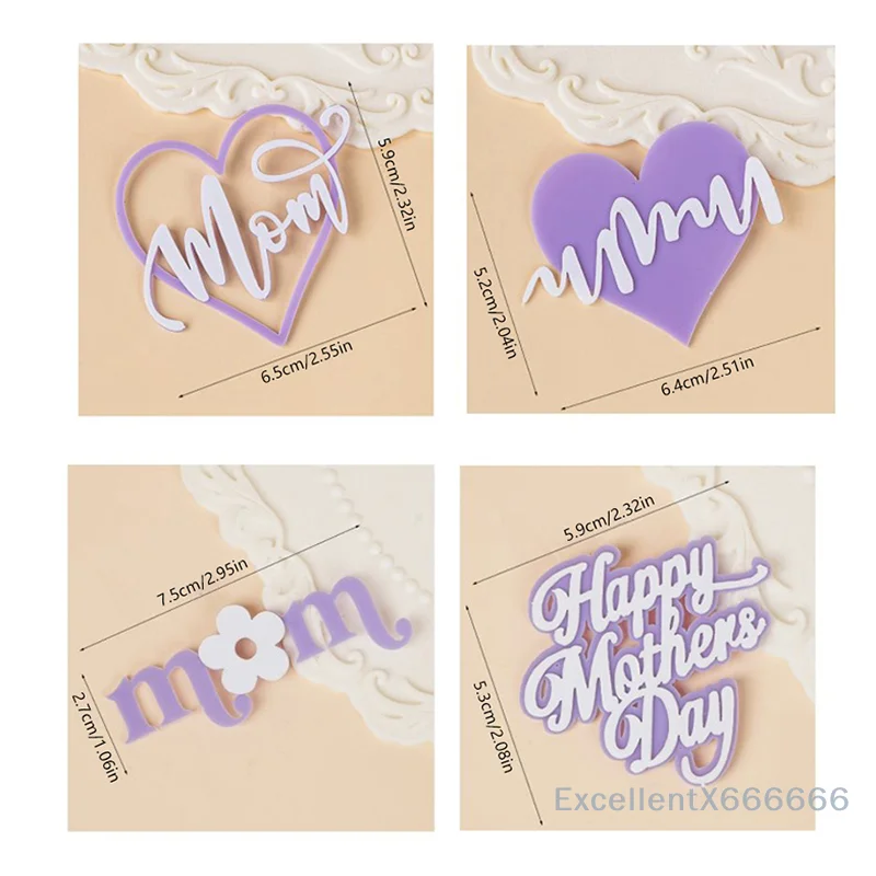 

DIY Decoration Mother's Day Cake Multicolor Acrylic Dessert Cupcake Party Decoration Accessories