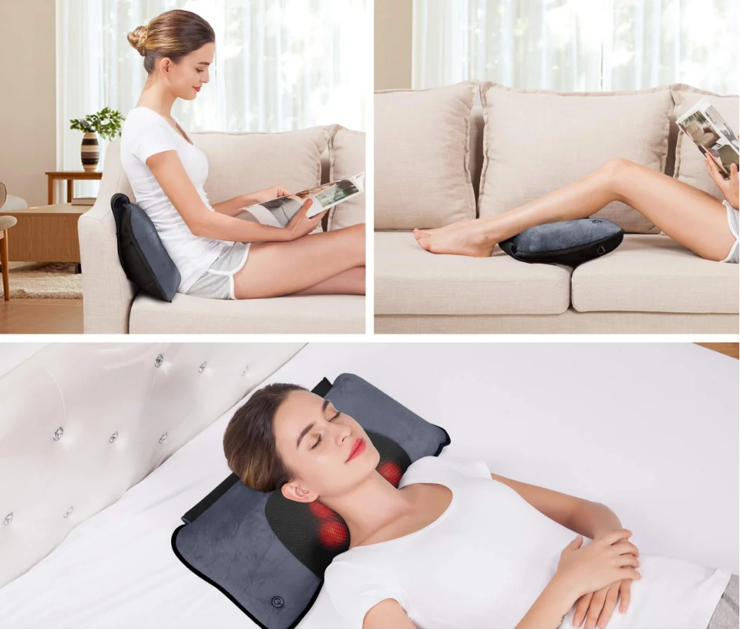 سرير تدليك كهربائي فراش وسادة وسادة شياتسو كامل الجسم الحرارة الاهتزاز قابل للتعديل تدليك فراش #3