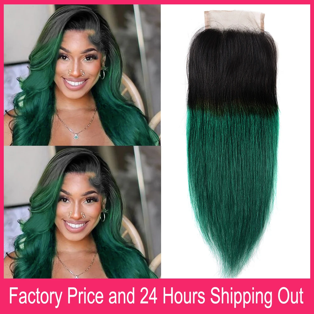 1B Turquoise Lace Closure Human Hair For Women 4x4 Swiss Lace Closure With Baby Hair Brazilian Straight Lace Closures Free Part