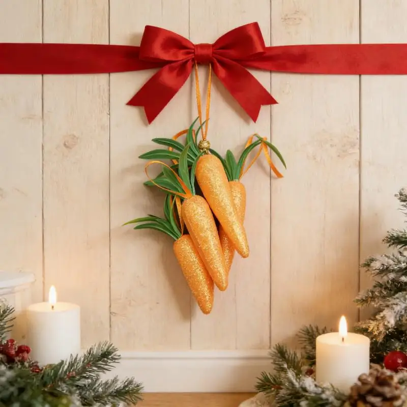 

(5Pcs/bag)12x2cm Pink Bright Carrot Easter Party Decoration Exquisite Pendant Handmade Foam