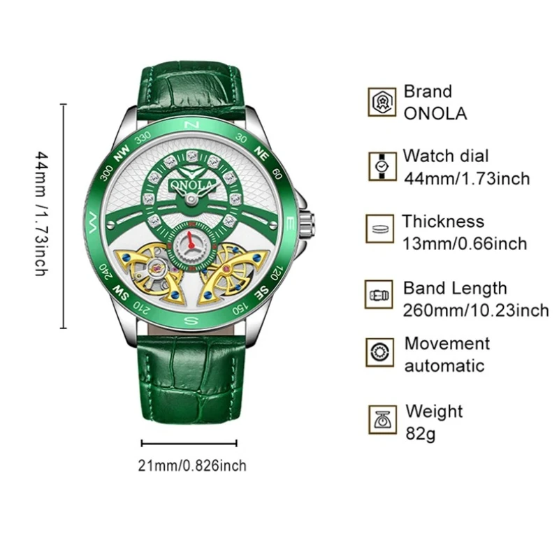 ONOLA Automatic Watch for Man 3867 New Design High Quality Business Leather Original Waterproof Mechanical Watches Men Watch