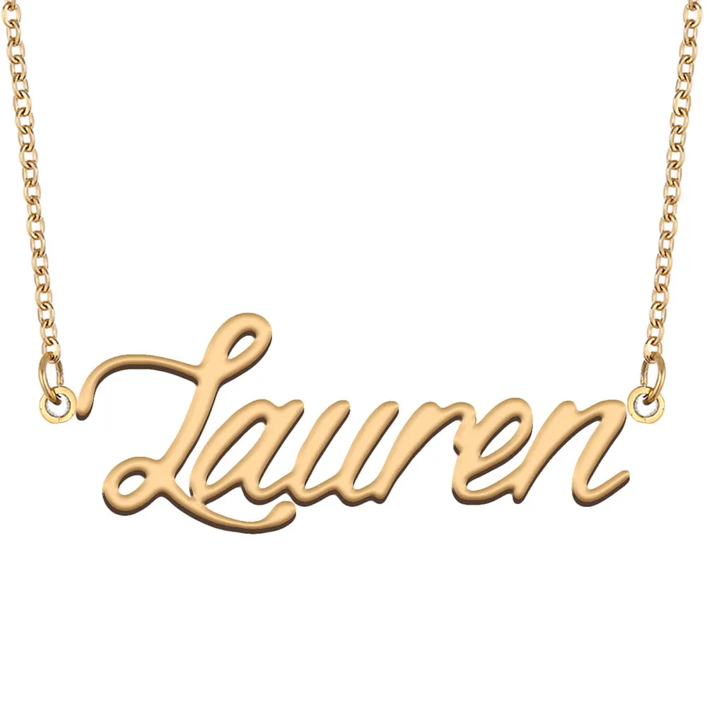 

Lauren Name Necklace for Women Stainless Steel Jewelry Gold Plated Nameplate Pendant Femme Mothers Friends Gift