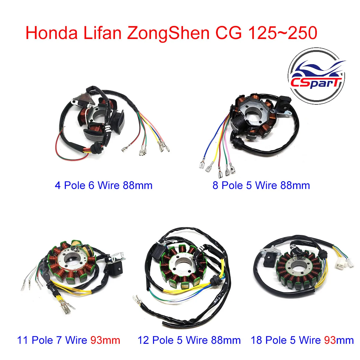 

Magneto Stator 4 8 11 12 18 Pole Coil 5 6 Wire 125CC 150CC 200CC 250CC CG Bashan Shineray Taotao Dirt Pit Bike ATV Quad