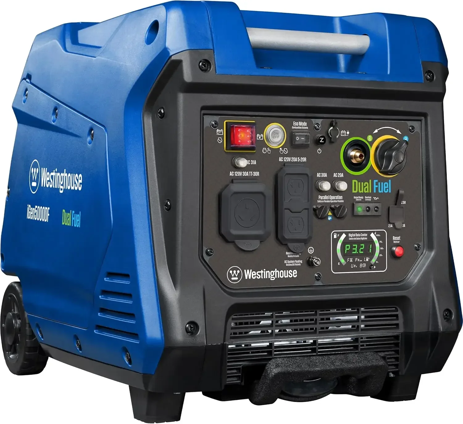 5000 Peak Watt Super Quiet Dual Fuel Portable Inverter Generator, Remote Electric Start, Gas & Propane Powered, RV