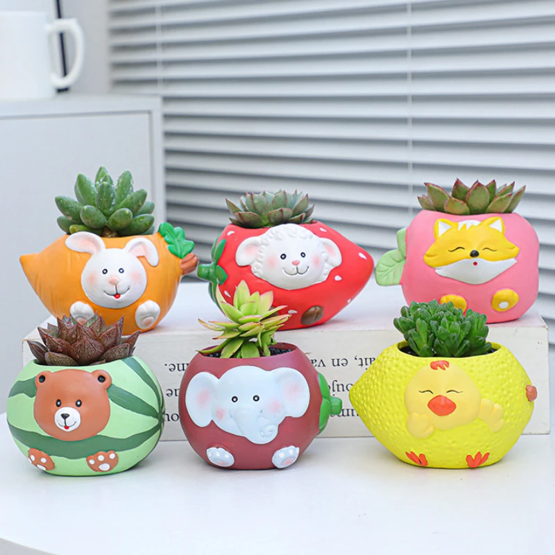 Cute Animal Flower Pot Ceramic Creative Pen Holder Succulent Plants Flower Pot for Home Office Party Desktop Decor 2025 New