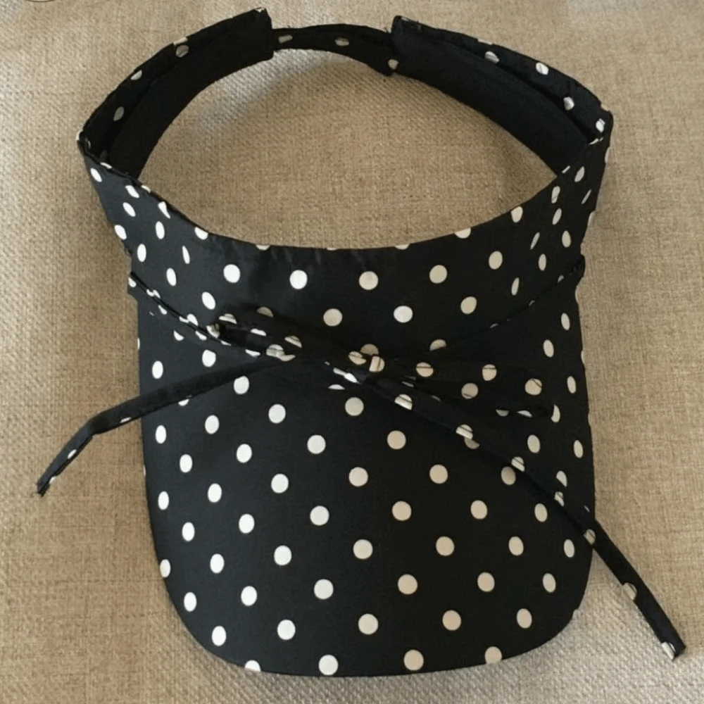 UV Shield Polka Dot Sun Visor Breathable Bowknot Open Top Cap Packable Fabric Beach Hat Tennis