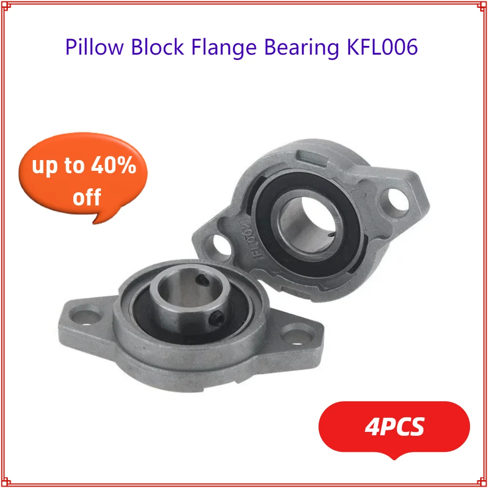 

4pc 30mm Flange Bearing Pillow Block Bore Dia Rod Horizontal Mount Support Shaft Bracket KFL006 Zinc Alloy