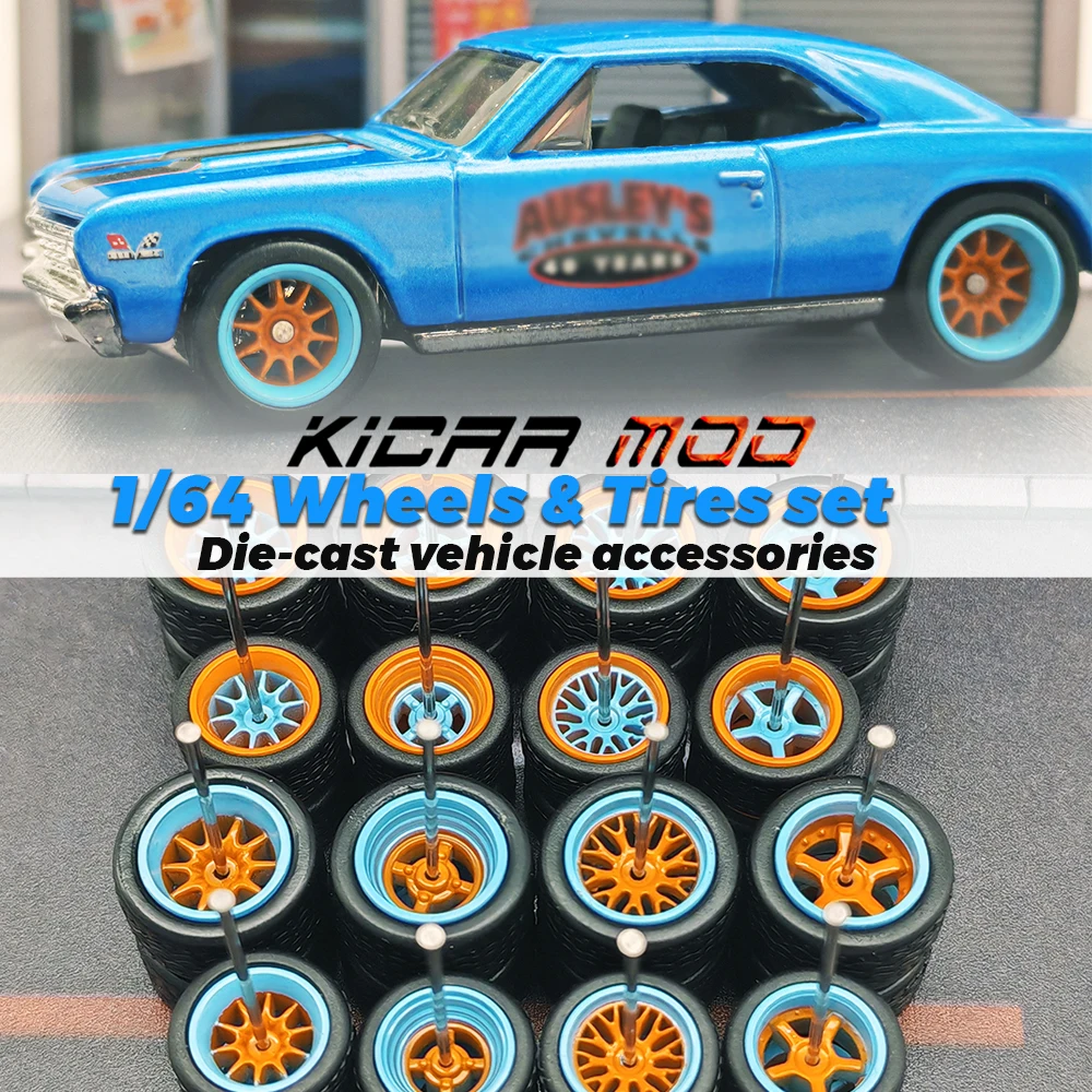 1/64 Gulf Series Räder mit Gummireifen für Diecast Modellautos Matchbox Tomica Supercar D:11*13mm 1 Set – Detail 1