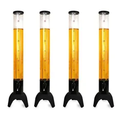 China Beer Tower Wholesaler, 4 Units Beer Dispenser with Cast Iron Base and Ice Tube, BT37, 3 Liters