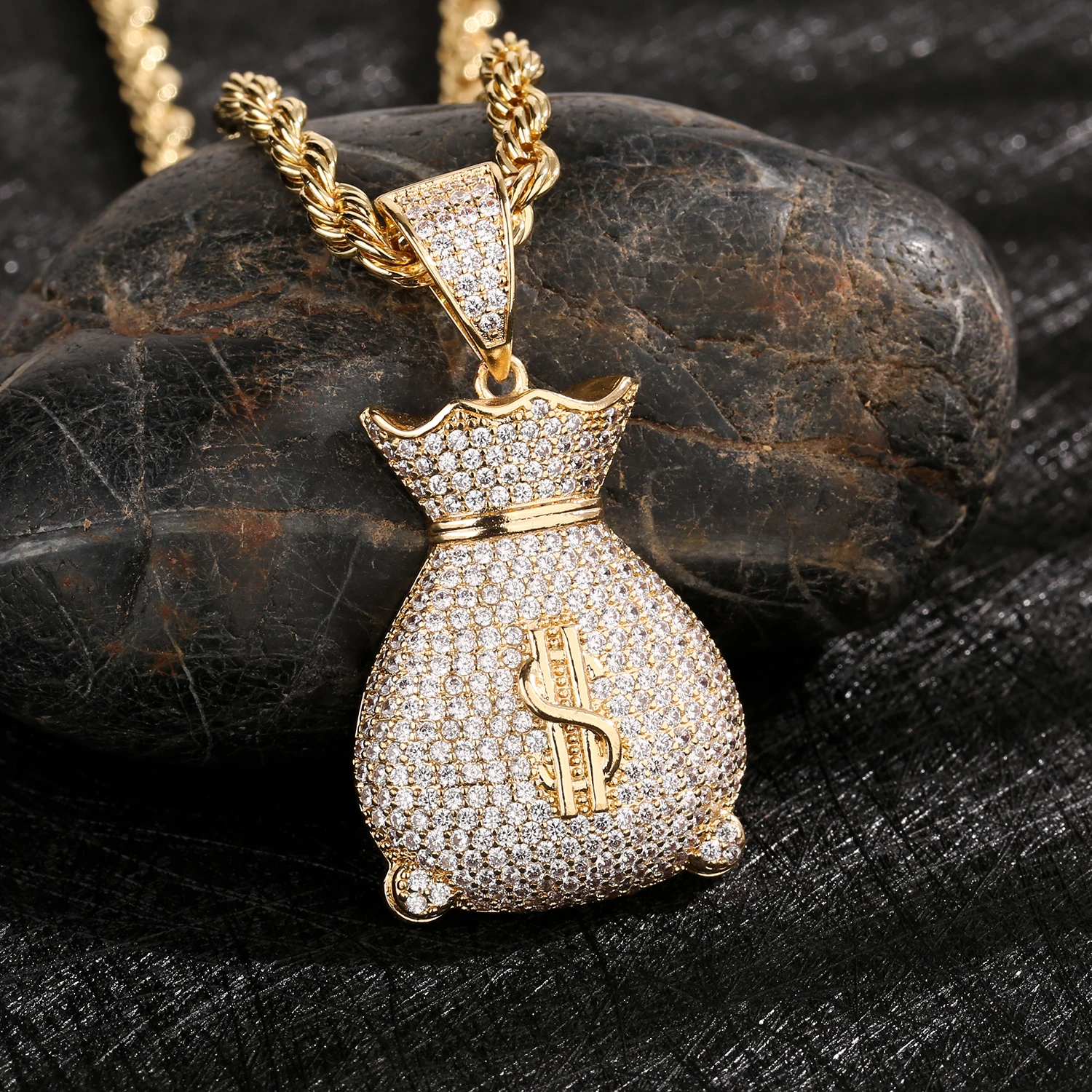 Free Shipping Item Hip Hop Style 14K Gold Plated Animal Pendant Cubic Zirconia Copper Jewelry Perfect Anniversary Gift