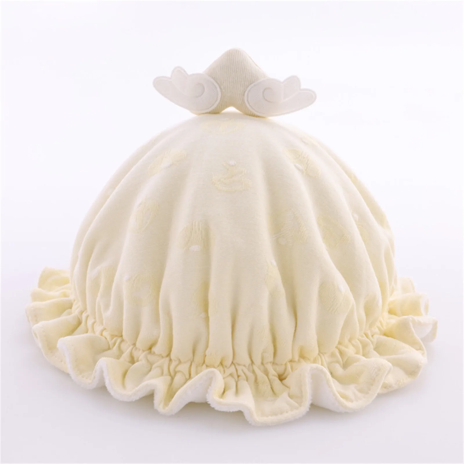 Newborn Baby Girl Boy Plush Bucket Princess Hat Heart Fleece Drawstring Ruffle Warm Soft Caps Winter Infant Child Accessories