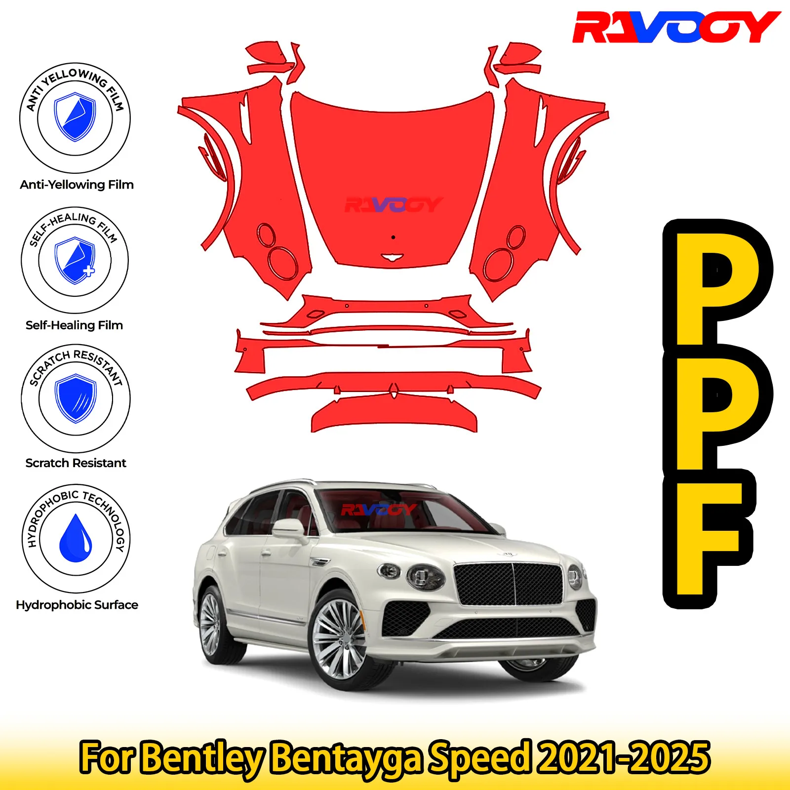 

For Bentley Bentayga Speed 2021-2025 Glossy Matte Black Precut front PPF Kit Paint Protection Film