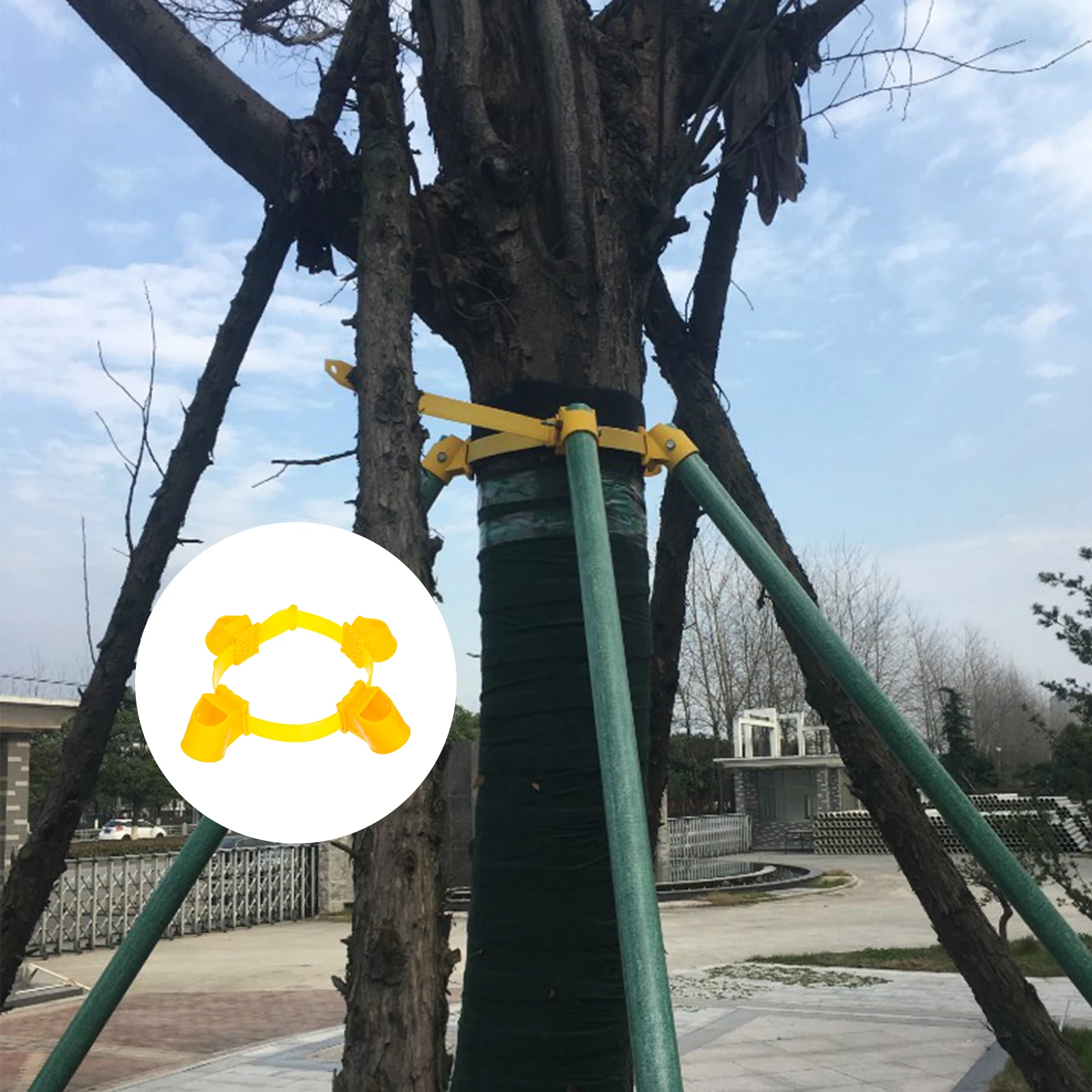 

1 set Tree Support Fixer Strong Stem Holder for Gardening Landscape Straightening Plastic Growing Bands Anchor Stakes