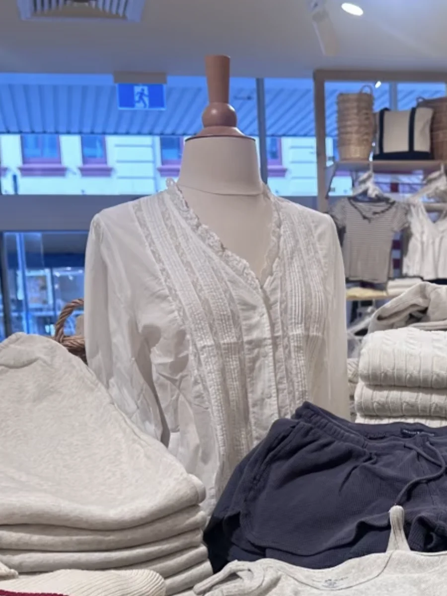 

Lace Trim White Thin Long Sleeve Blouse Women Autumn New Single Breasted V Neck Flare Sleeve Shirt Preppy Style Sweet Blouses