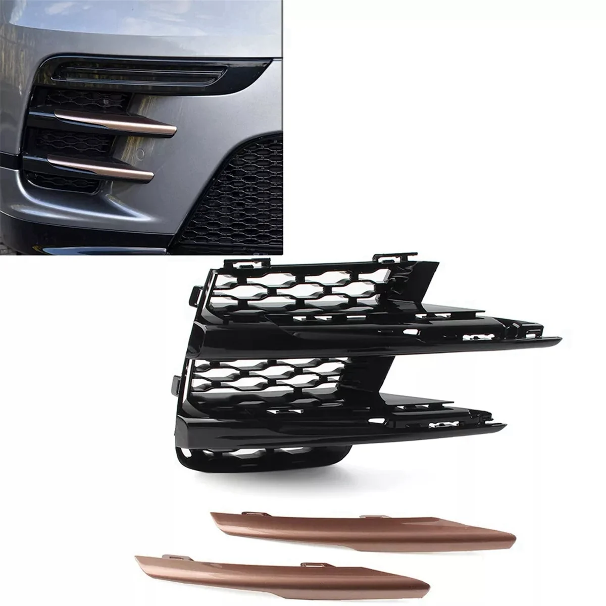 Front Fog Lamp Bumper Cover Fog Light Grill LR093471 for Land Rover Range Rover Velar 2017-2023 (Left) -T45C