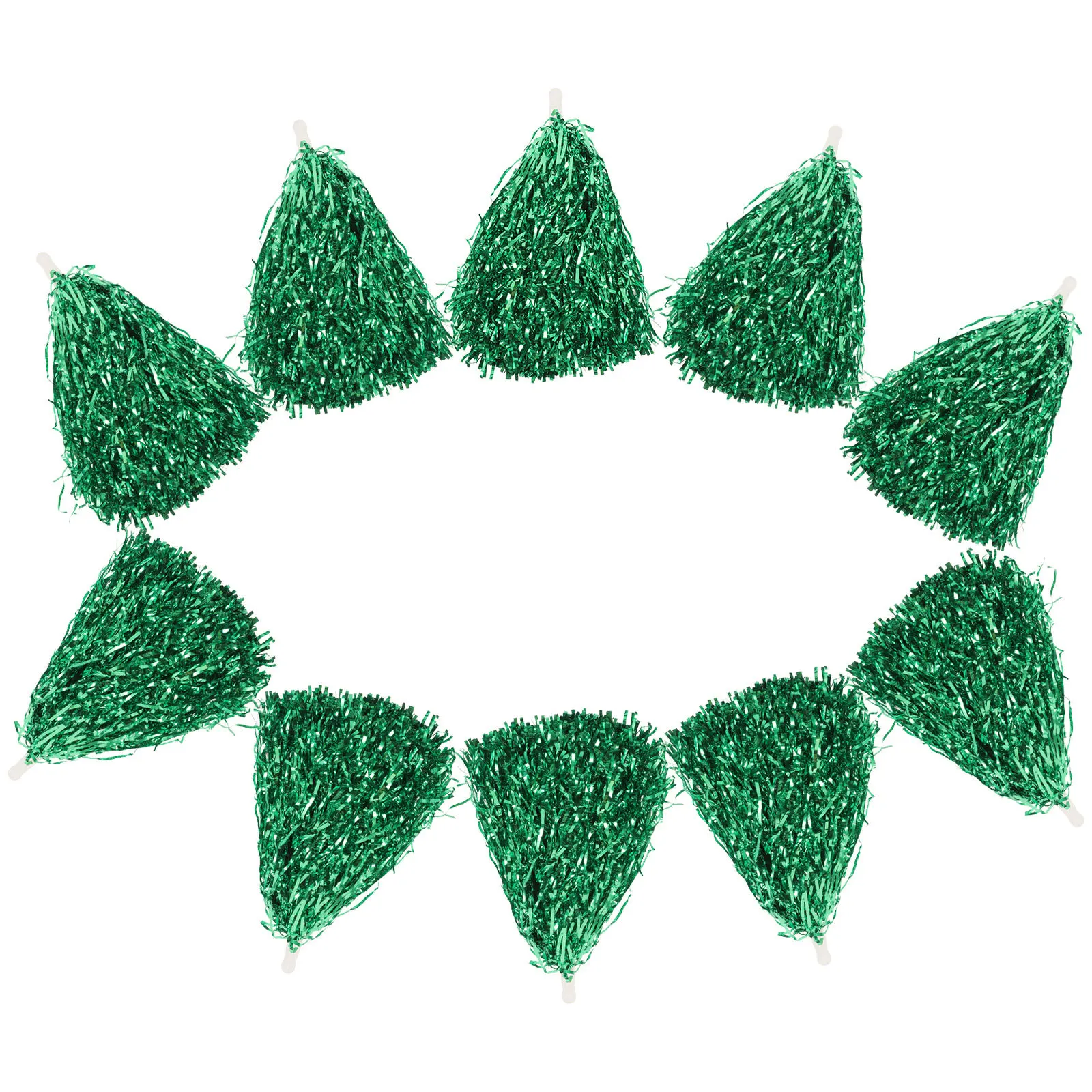 10 pcs 5 Pairs 25G Cheerleader Pom Poms Plastic Lightweight Durable Glossy Finish Ring Handle Smooth Edge For