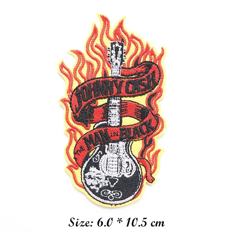 Fire Guitar Patch Badges Embroidery Applique Sewing Iron On Badge Clothes Garment Apparel Accessories