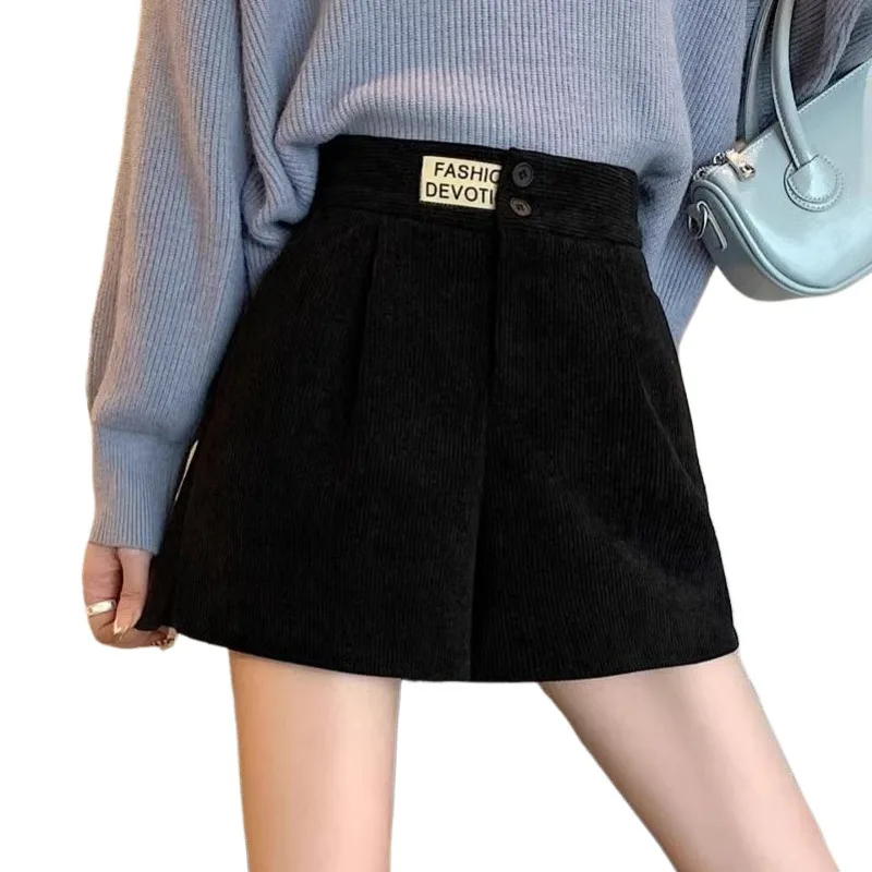 2026 Composite Milk Silk Corduroy For Women, Autumn Winter Casual High Waist Wide Leg Leggings Boot Shorts