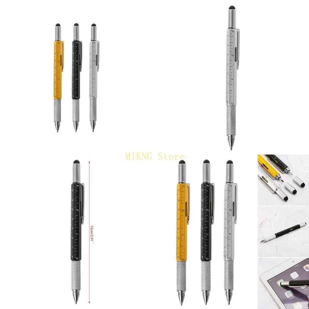 

6 в 1 металлическая ручка Многофункциональная инструментальная шарная точка ручки