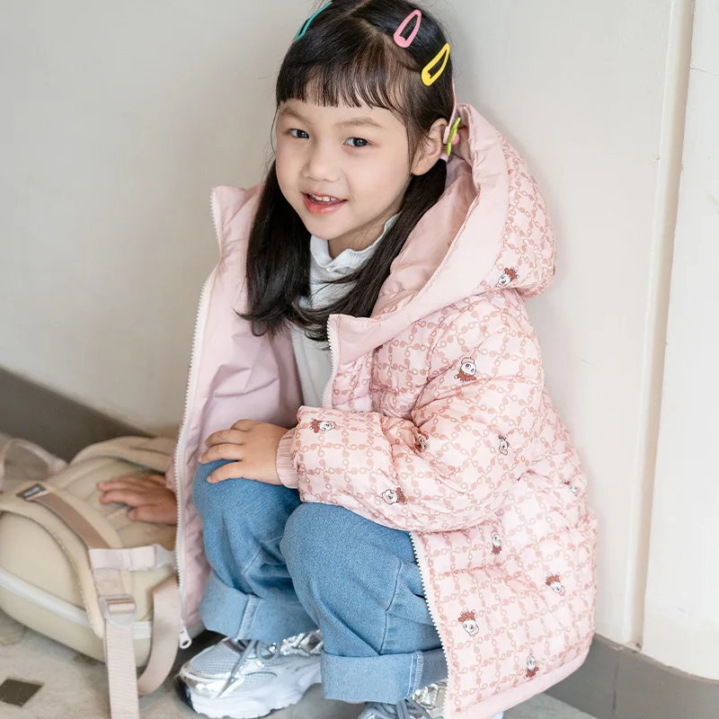 

Baby Girls Double Sided Down Jacket 2025Autumn Winter Kids Thicken Warm Cotton Padded Zipper Parka Coat Children's Clothing Tops