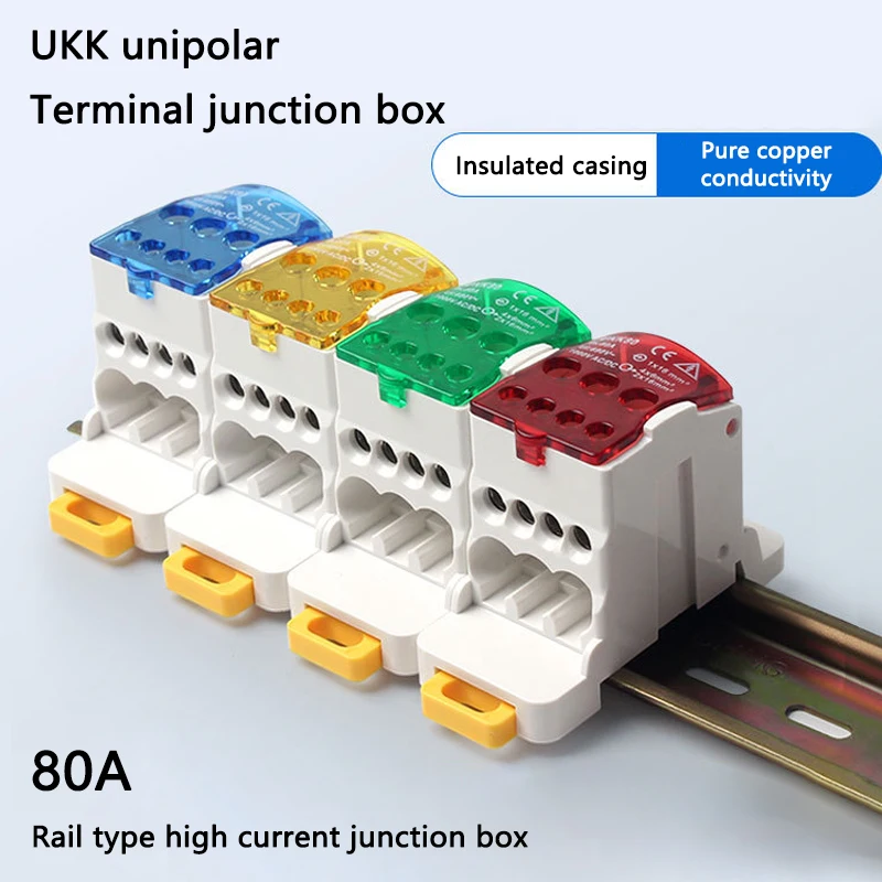 UKK80A Single Pole Power Splitter Box Large Current One In Multi Out DIN Rail Branch Line Distribution Terminal Block UKK80A