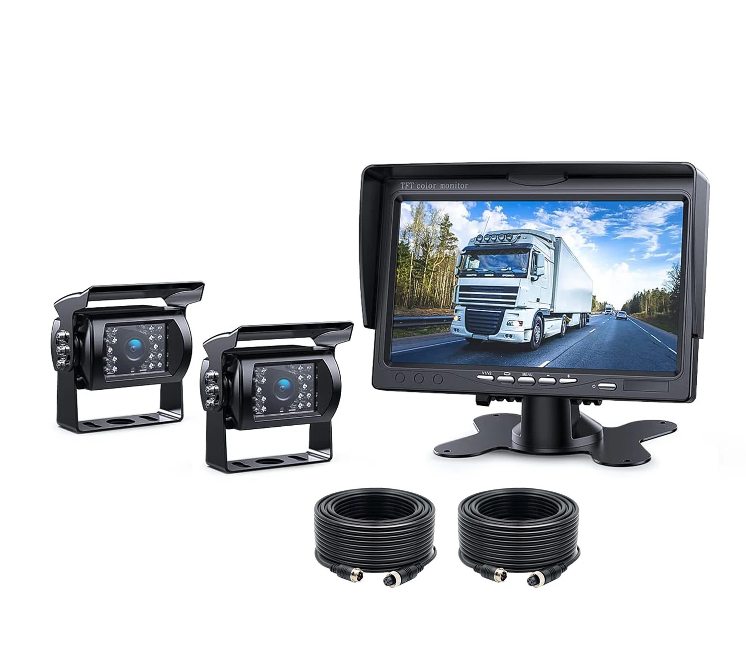 

iPoster 7 Inch Car Rear View Monitor 4PIN Reversing Camera 18 IR LEDs Night Vision Waterproof 12-24v For Truck Rv Caravan