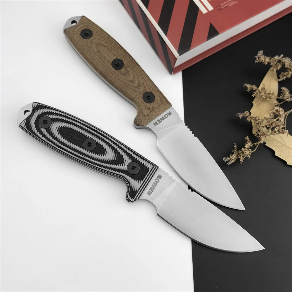 Fixed Blade Knife 9Cr18Mov Blade Black G1b Rown Linen Handle EDC Military Tactical Portable Outdoor Hunting Portable EDC Tools