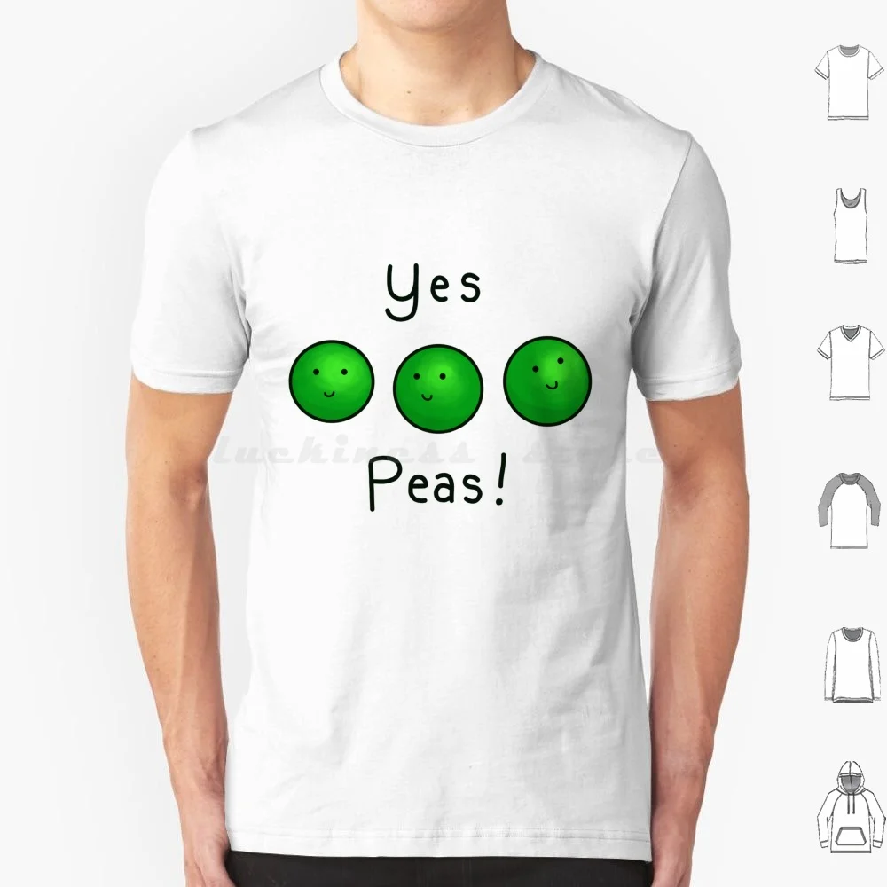 ¡ Sí guisantes! Camiseta de talla grande 100% algodón guisantes lindas legumbres feliz dulce Sí guisante simplemente Nopod ingredientes sabrosos clásicos