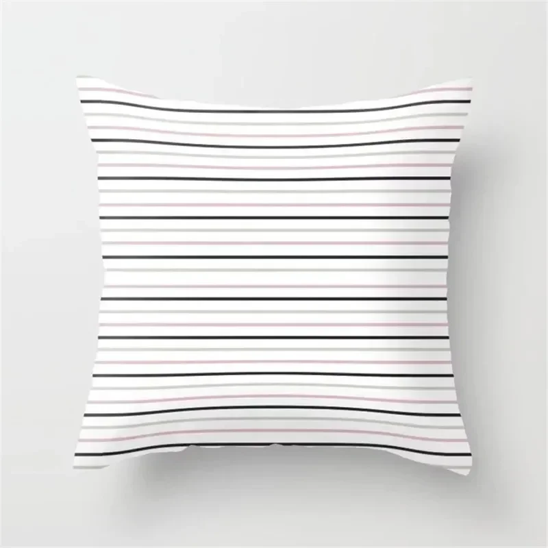 Nordic Stripes Geometric Cushions Cover  Black White Grey Polyester Pillowcase Sofa Car Home Decorative Pillow Case
