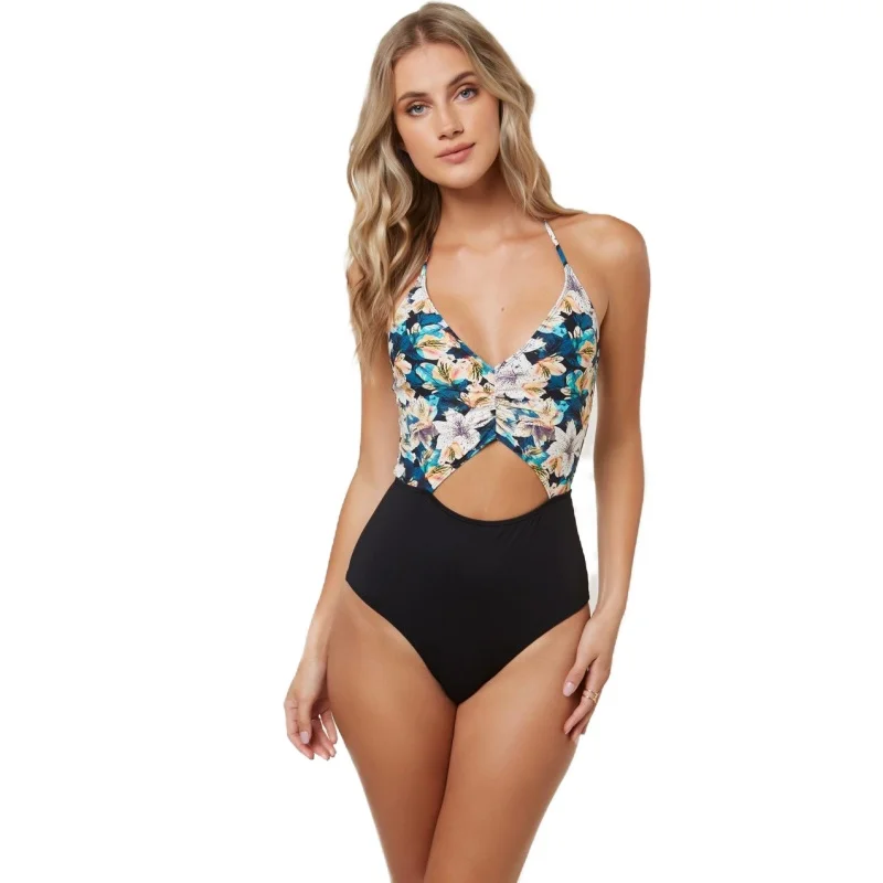 2023 Sexy Print Strapped Swimwear Women High Waist Push Up Hollow One Piece Swimsuit Monokini Backless Bathing Suit