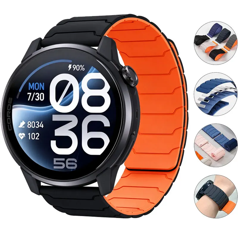22mm Silicone Loop Strap For COROS PACE 4 Pro/3/APEX 4/2 46mm Magnetic Bracelet for Suunto Vertical 2/Race S/2/Run/Ocean/9 Peak