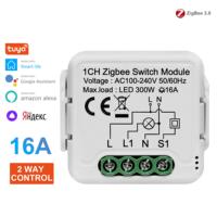 Tuya ZigBee Smart Switch Module 16A Smart Home Automation Breaker Support 2 Way Control Work with Alexa Alice Google Home