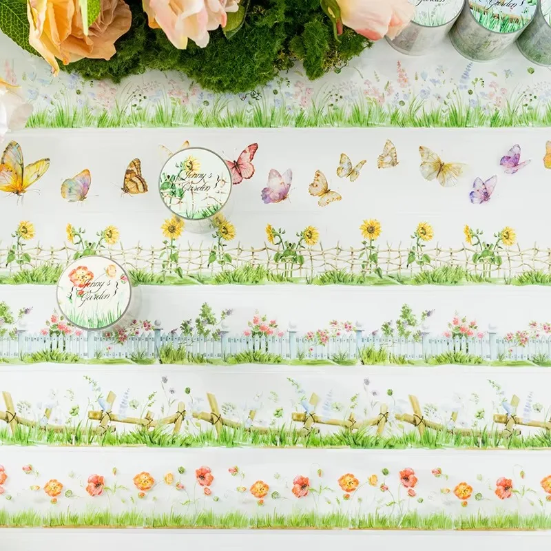 

1Roll PET Tape Jenny Garden Landscaping Materials Collage Handbook Plants Flowers Stickers Adhesives Scrapbook cut 45mm*2m