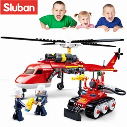 Sluban Building Block Toys City Fire Fighter 325PCS Bricks B0807 Fire Helicopter Moutain Fire Team Fit With Leading Brands