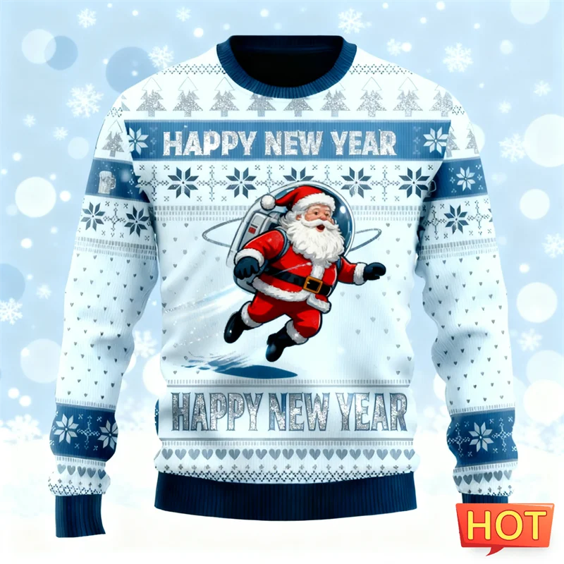 

2026 New Funny Santa Claus Graphic Sweatshirts Fashion Holiday Wear 3D Printed Ugly Christmas Hoodies Casual Oversized Pullovers