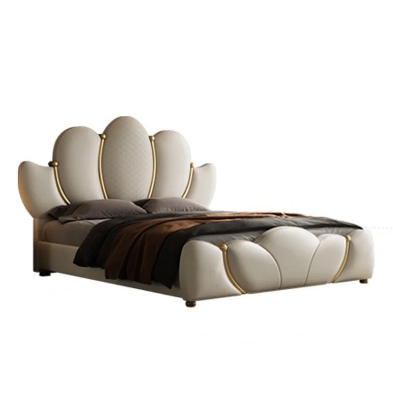Italian light luxury first layer cowhide 2 meters genuine leather double bed master bedroom designer advanced modern bed