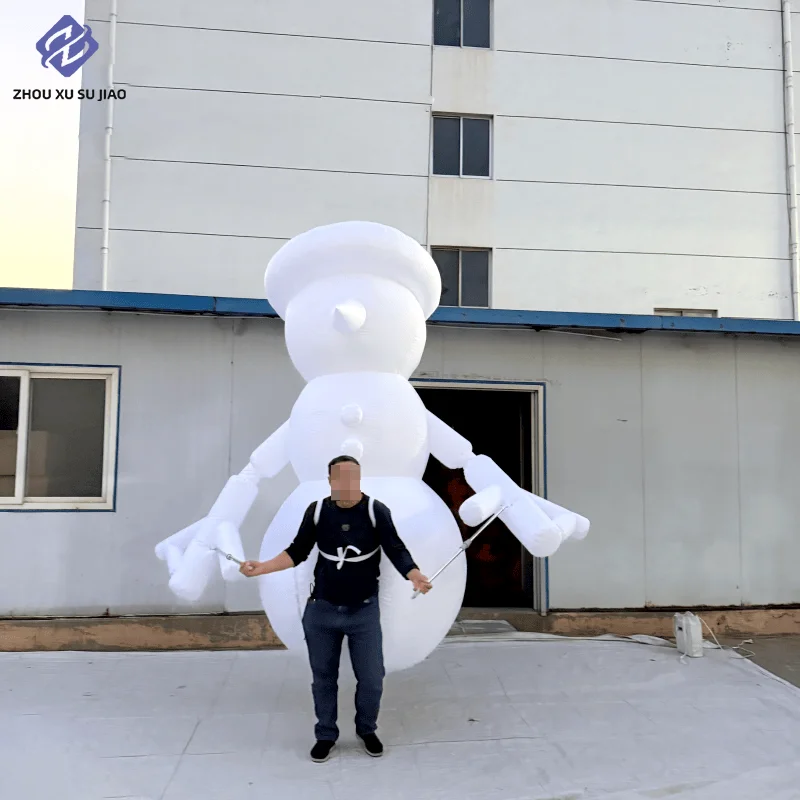 

Christmas Inflatable Snowman Costume Air blow White Inflatable Puppet for advtertising prop