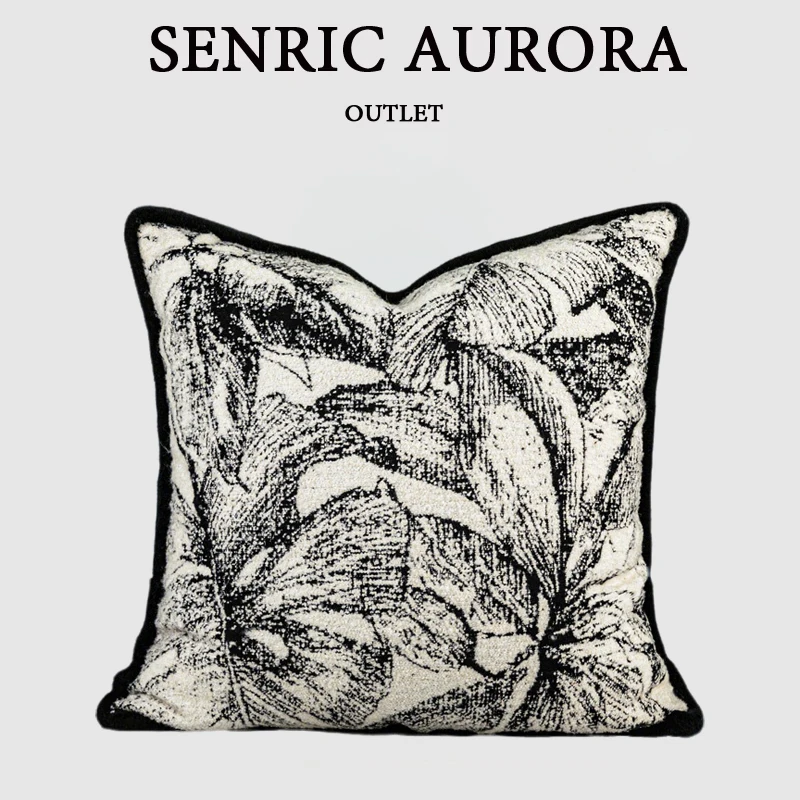 Design Luxury Cushion Cover 30x50 45x45 50x50cm Black And White Wool Floral Pillowcase For Home Hotel Bed Living Room Sofa