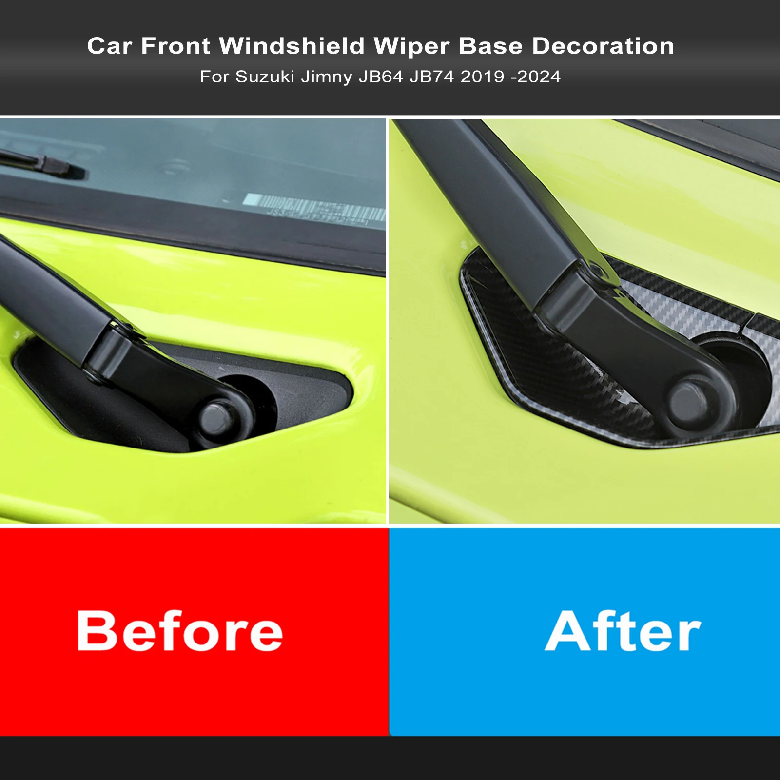 Car Front Windshield Wiper Base Decoration Cover Sticker Frame for Suzuki Jimny JB64 JB74 2019-2024 Auto Exterior Accessories